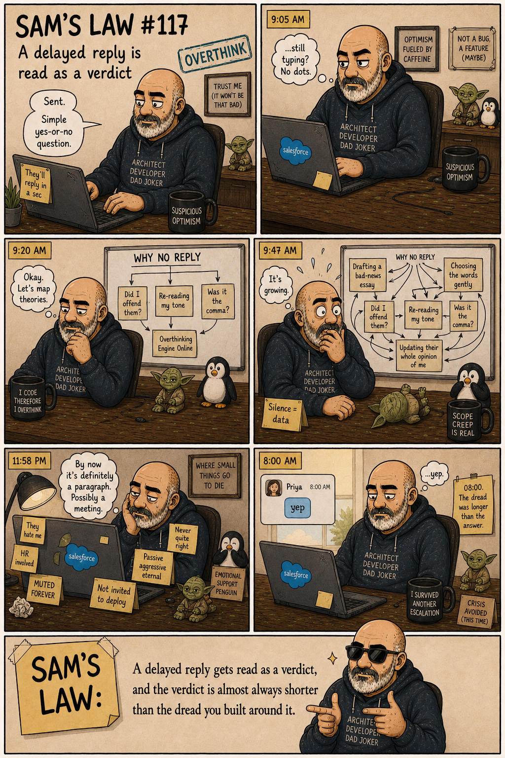 Sam's Law #117: A delayed reply is read as a verdict