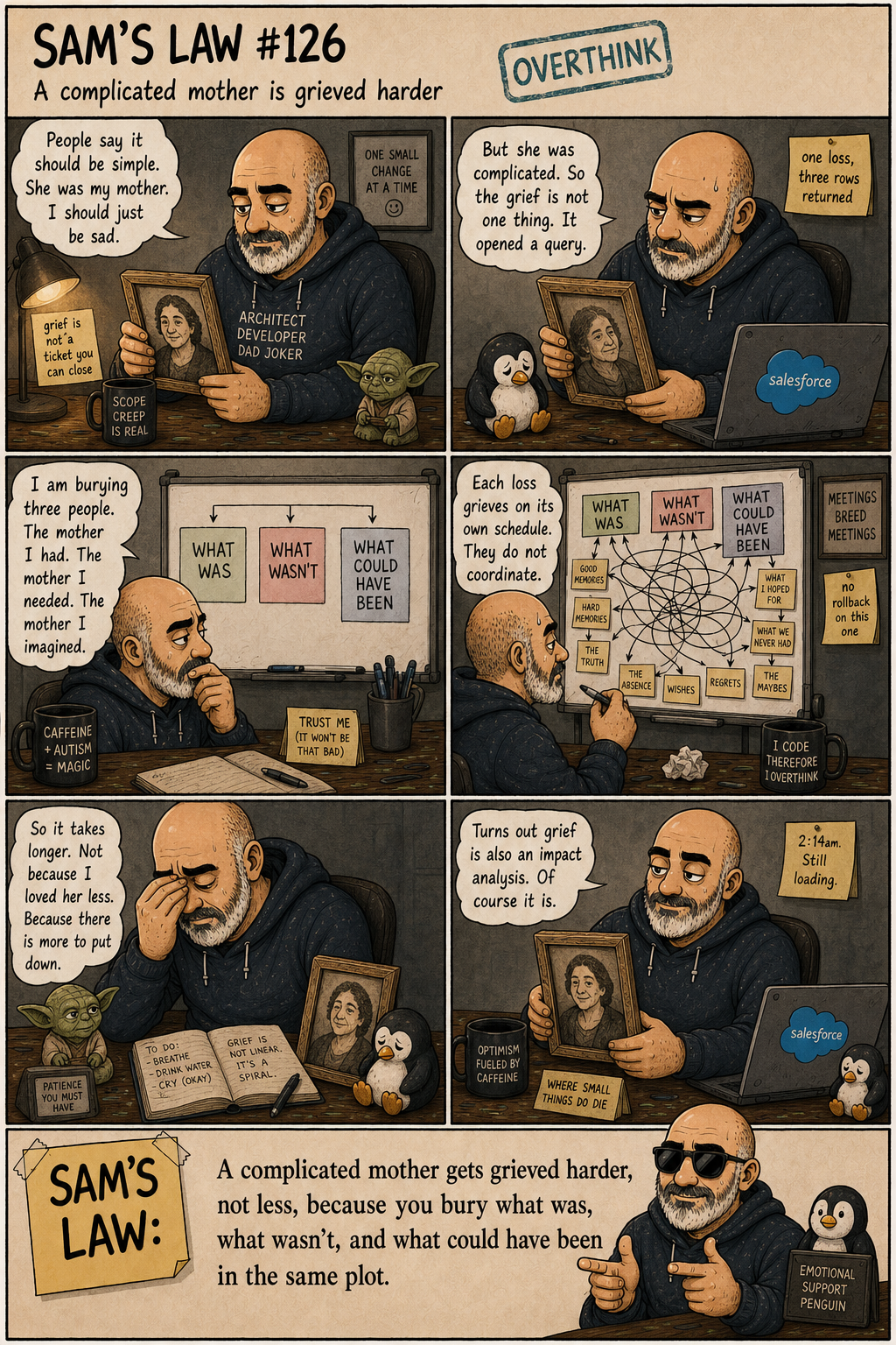 Sam's Law #126: A complicated mother is grieved harder