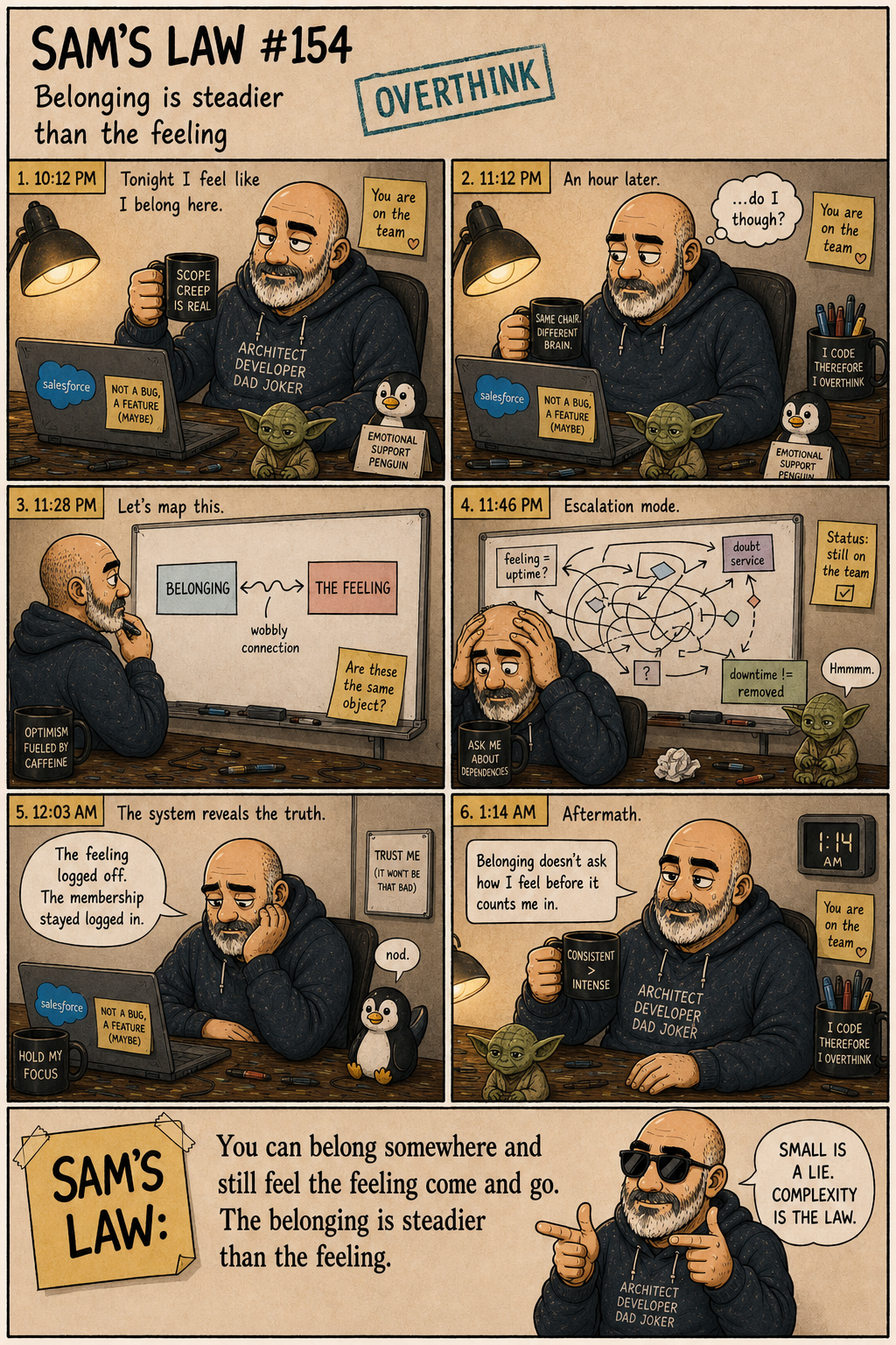 Sam's Law #154: Belonging is steadier than the feeling