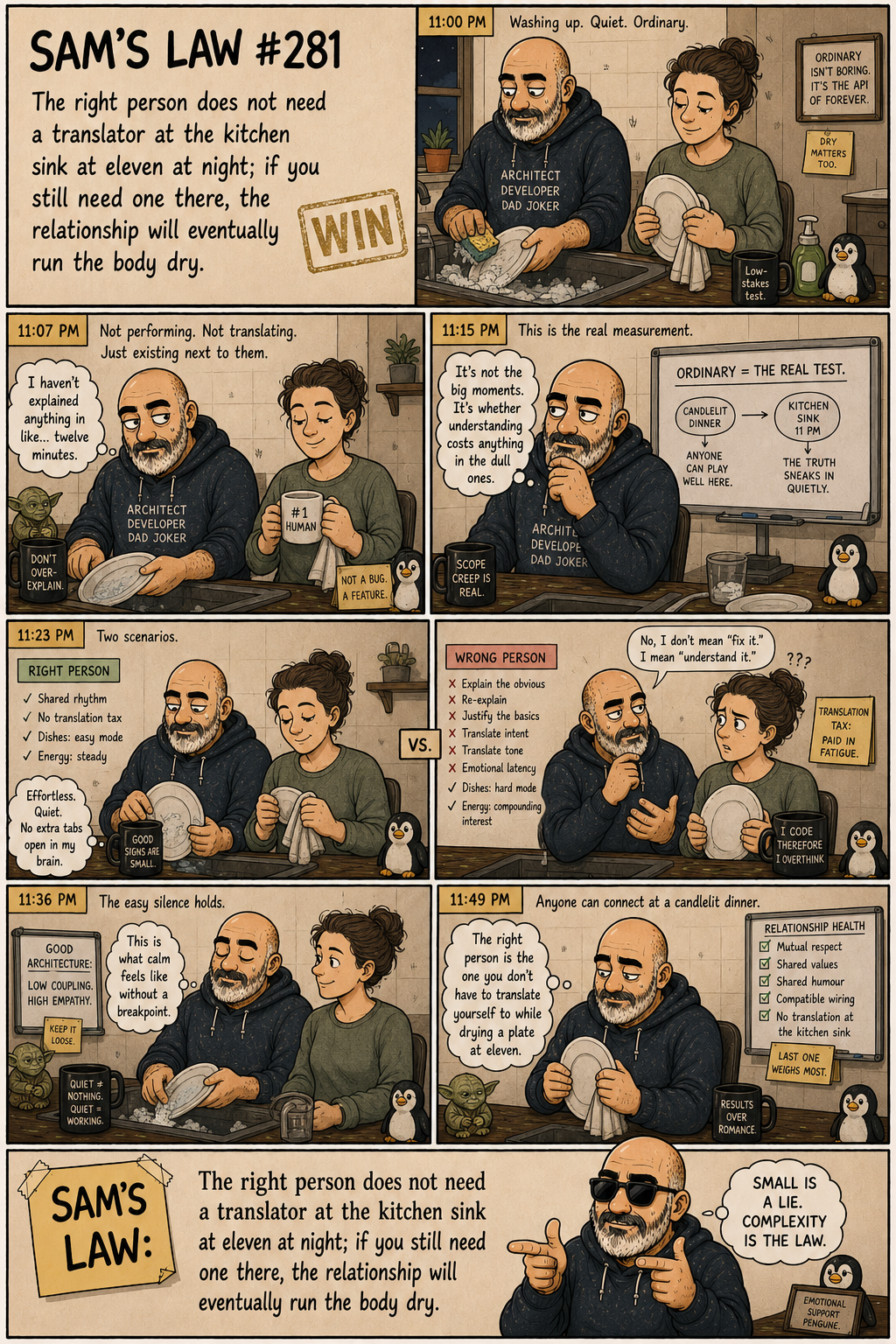 Sam's Law #281: No translator at the kitchen sink
