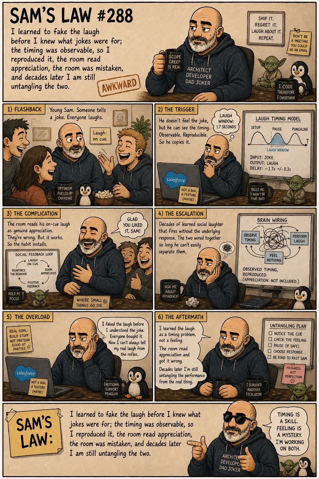Sam's Law #288: Faked the laugh first
