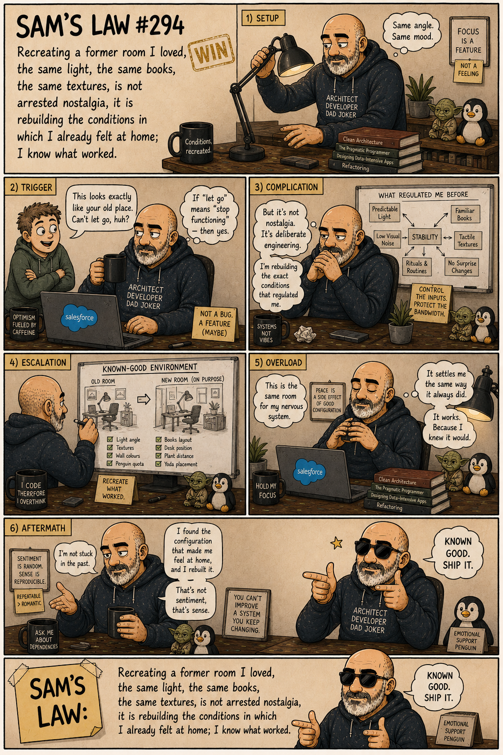 Sam's Law #294: Recreating the room that worked