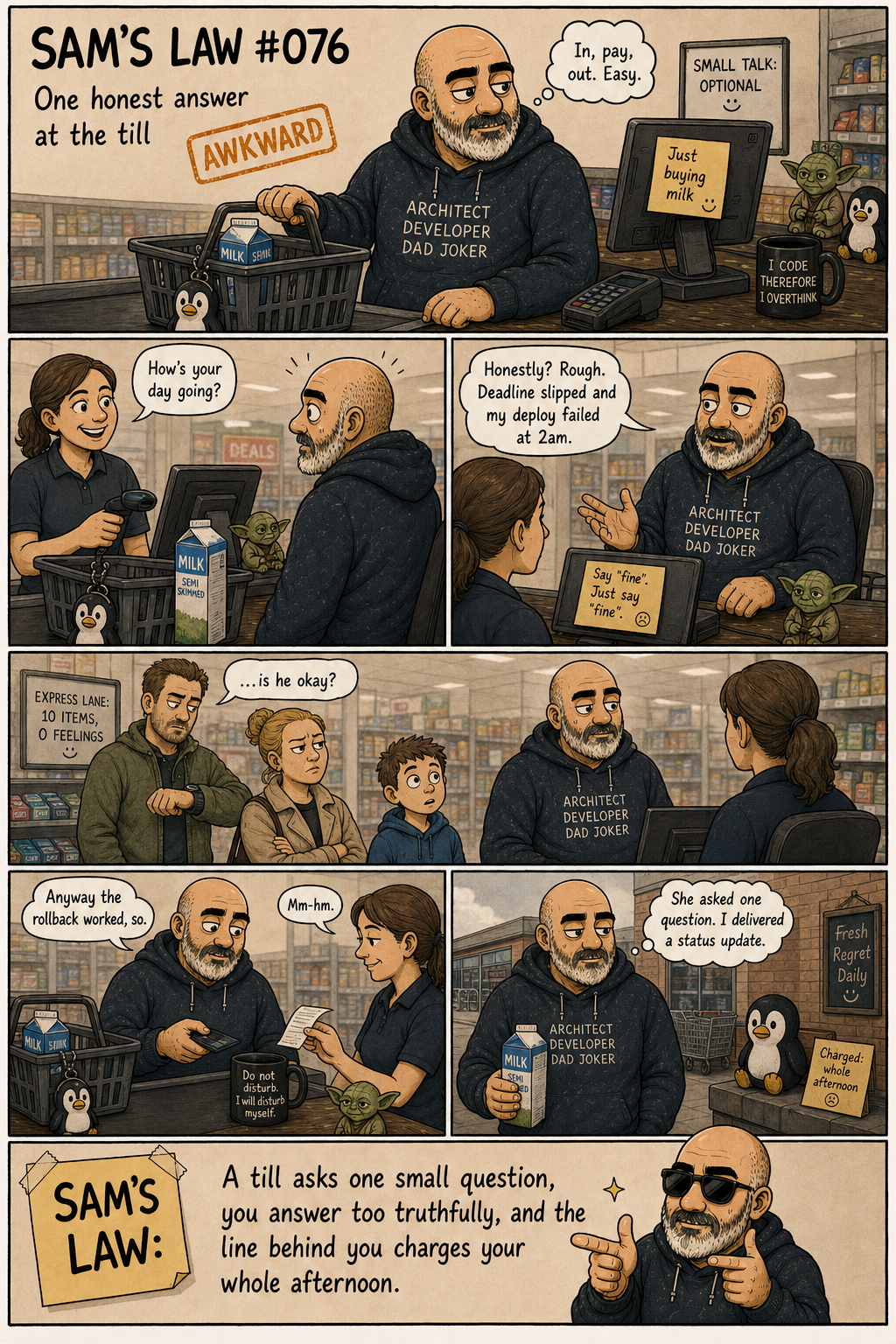 Sam's Law #076: One honest answer at the till